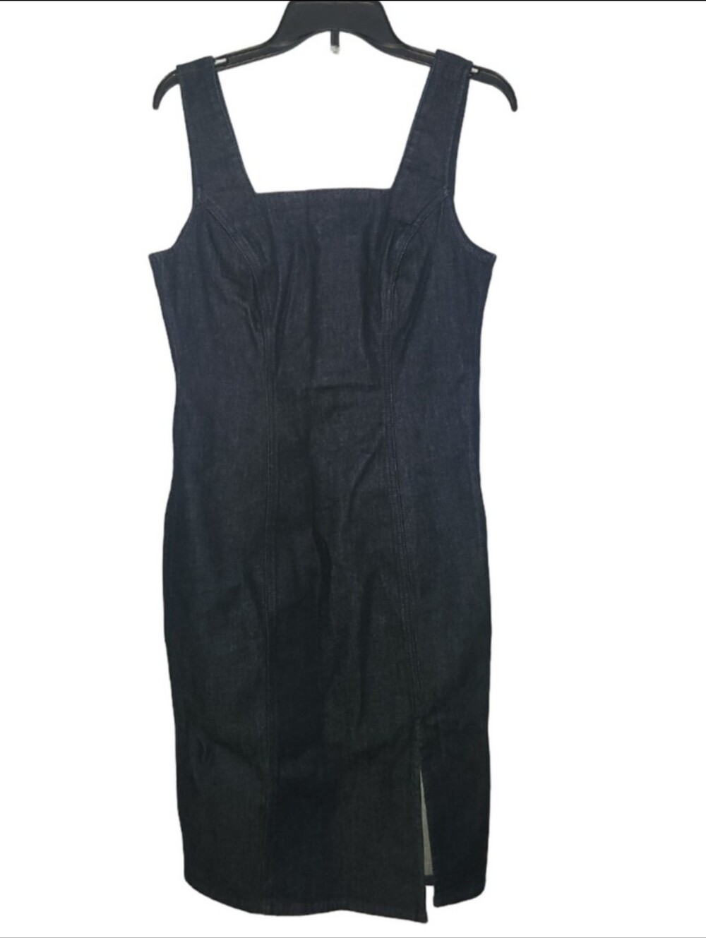 NWT JCrew Denim Midi Dress Blue Square Neck Jean Zip Sz 6 Stretch